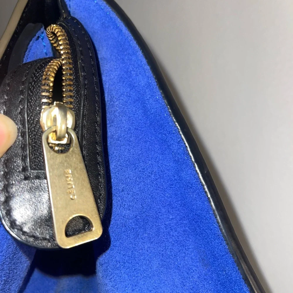 Authentic Celine trapeze crossbody hand bag Black and Blue Leather Bag - Picture 8 of 14